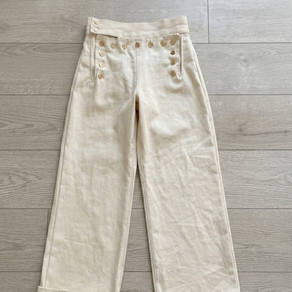 Wide-Leg Button Trousers